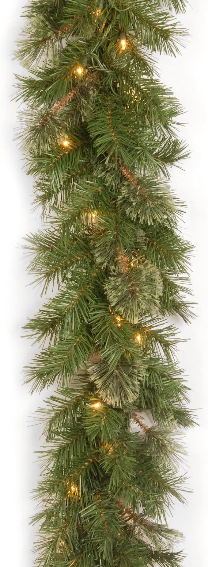 National Tree Company Pre-Lit Artificial Christmas Garland, Green, Atlanta Spruce, White Lights, Plug In, Christmas Collection, 9 Feet