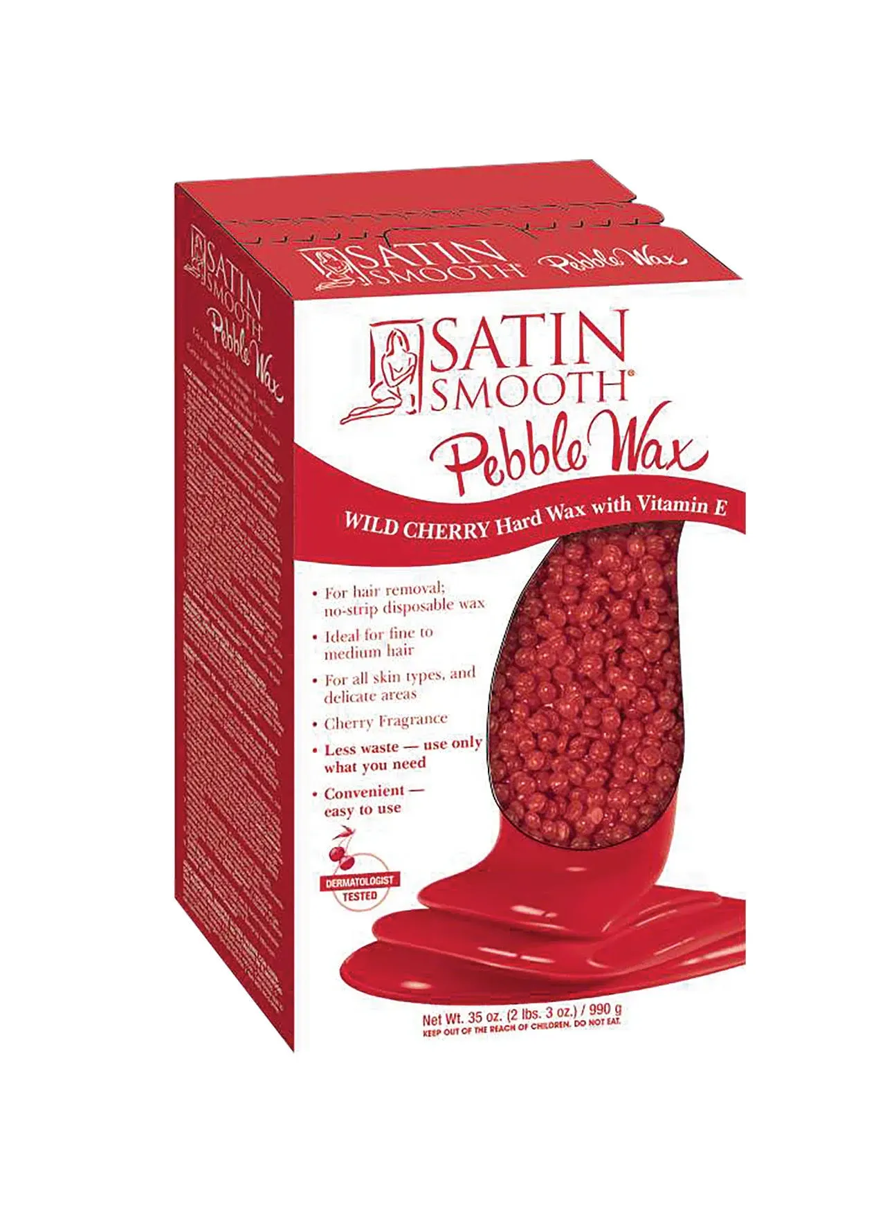 Satin Smooth Wild Cherry Pebble Wax with Vitamin E - 35 oz. ( 2 lbs. 3 oz.)/ 990 g