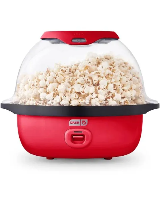 DASH SmartStore™ Deluxe Stirring Popcorn Maker, Hot Oil Electric Popcorn Machine with Large Lid for Serving Bowl and Convenient Storage, 24 Cups – Aqua