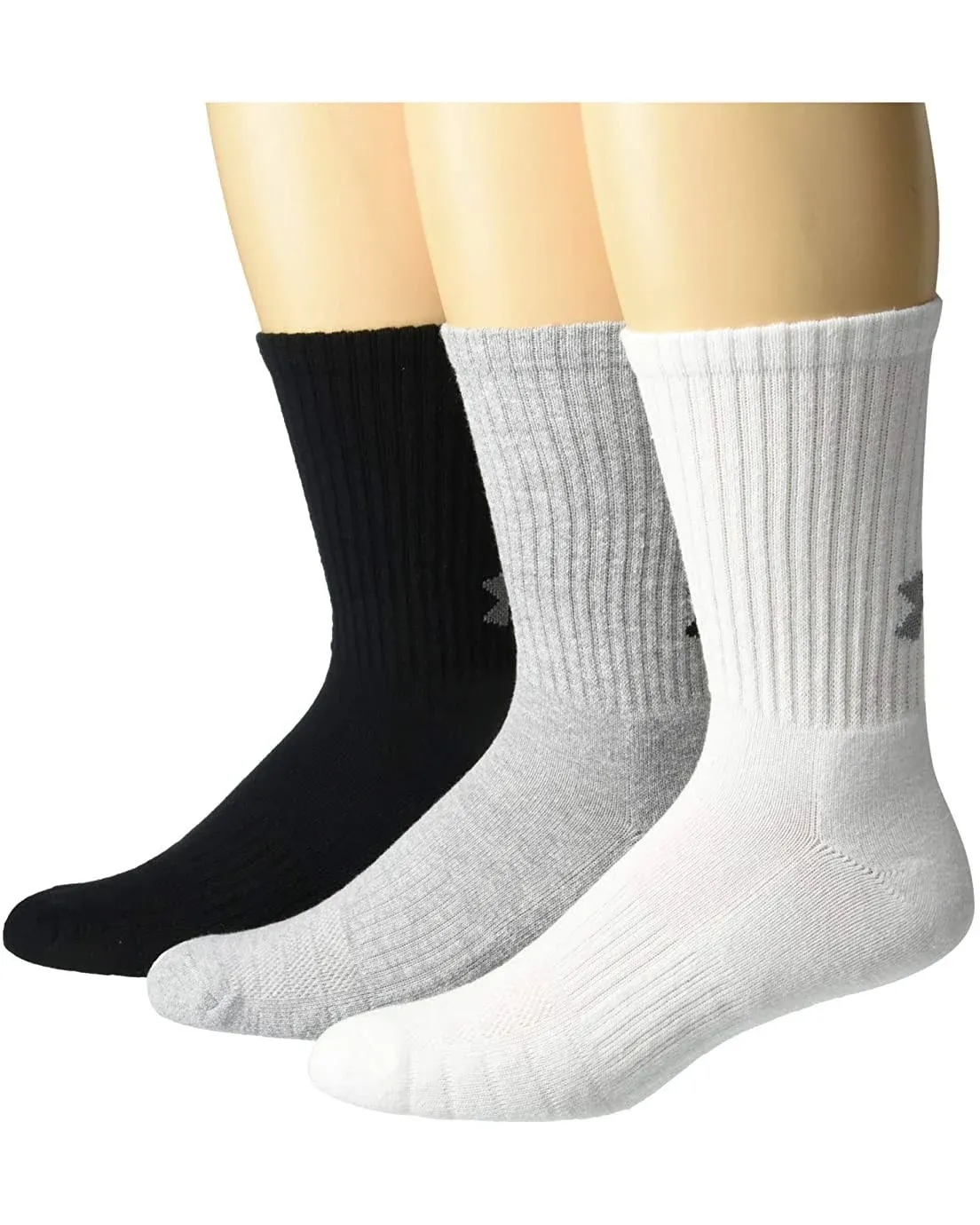 Under Armour Training Cotton Crew Socks - 3-Pack - Black, Medium