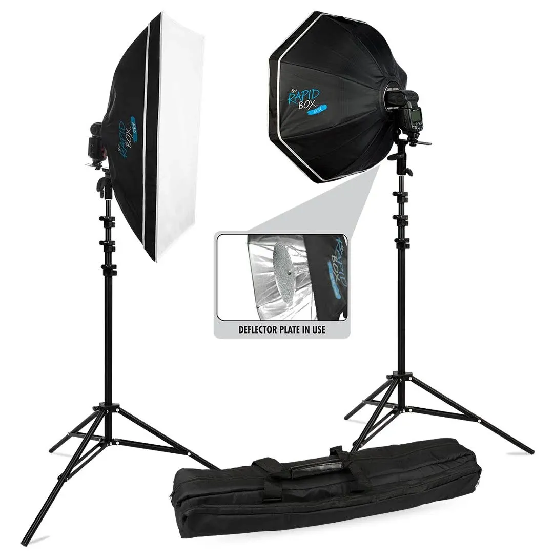 Westcott Rapid Box Switch 2-Light Photography Speedlite Kit with Interchangeable Light Mounts Beauty Dish and Carry Case