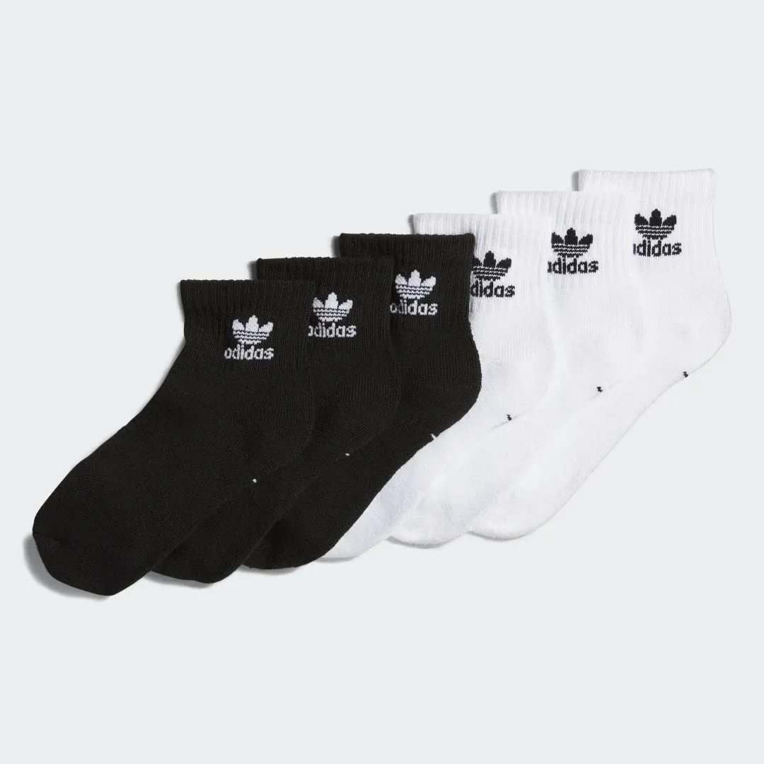 Adidas Originals Trefoil Assorted 6-Pack Quarter Socks White