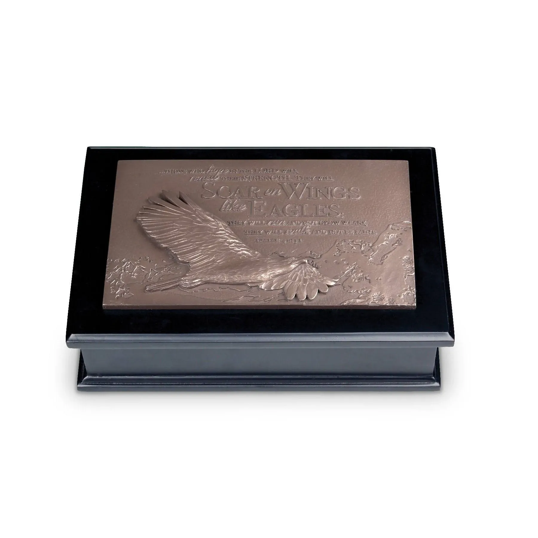 Lighthouse Christian Products Soar Like an Eagle Bronzelike Finish 8.5 x 5.75 Cast Stone and Wood Sculpture Plaque Box