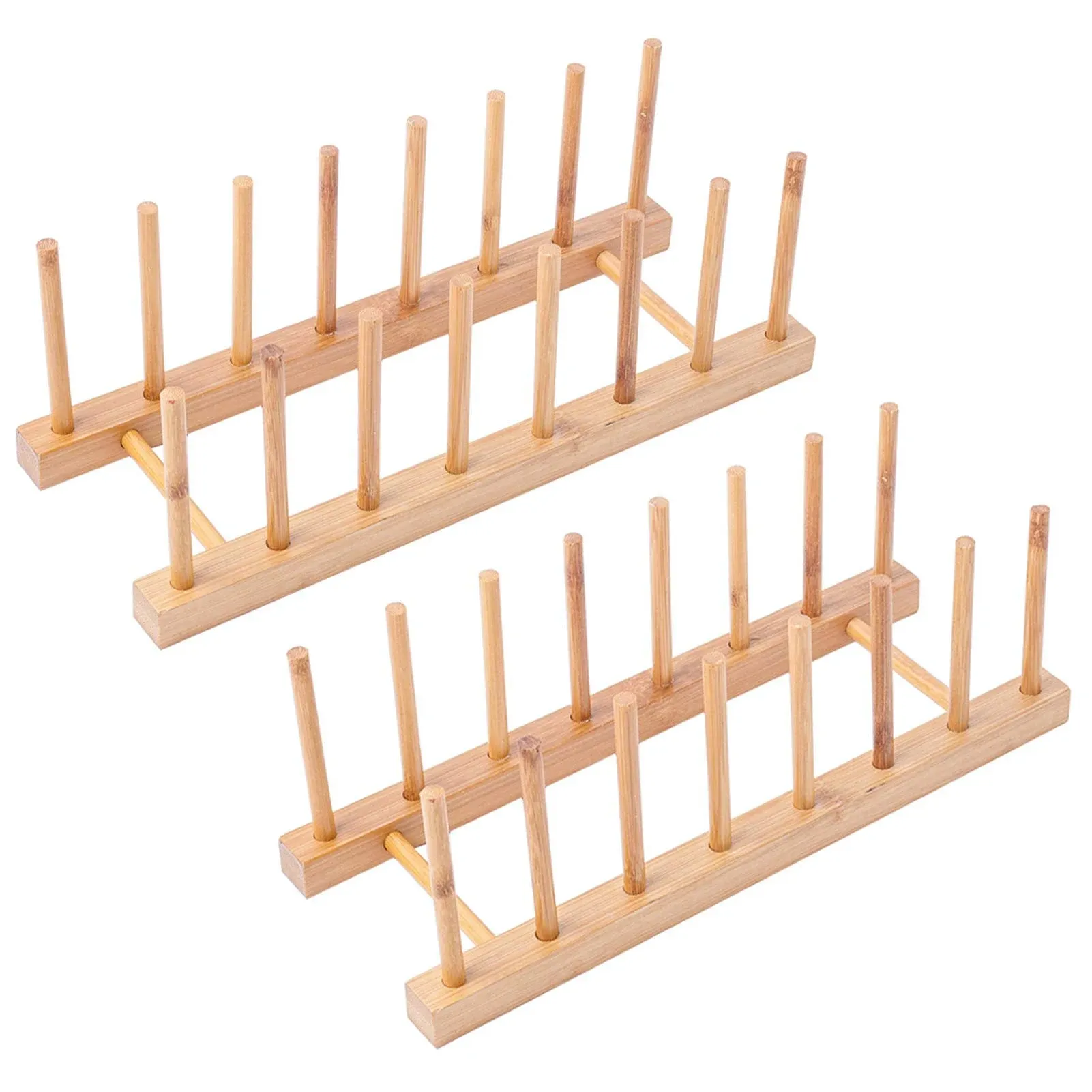 Wevapers 2Pack Bamboo Wooden Dish Rack