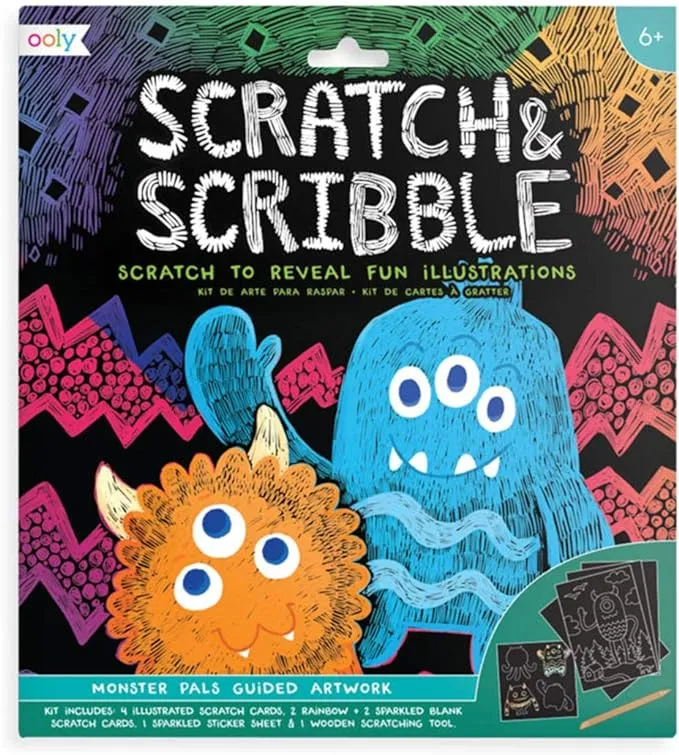 OOLY Scratch & Scribble Art Kit: Monster Pals - 10 PC Set