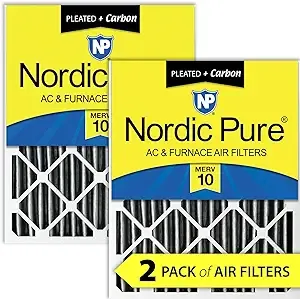 Nordic Pure 20x20x4 MERV 10 Pleated Plus Carbon AC Furnace Air Filters 2 Pack