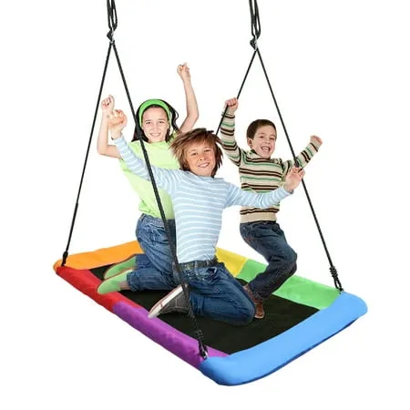 Sorbus Saucer Tree Swing Giant Outdoor Rectangle Platform Swing for Kids Water Proof Up to 700 lbs