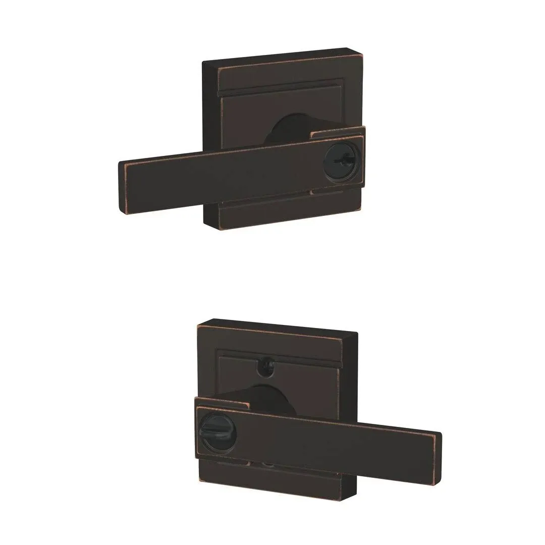 Schlage Residential F51A - Entry Lock - Northbrook Lever, C Keyway with 16211 Latch and 10063 Strike