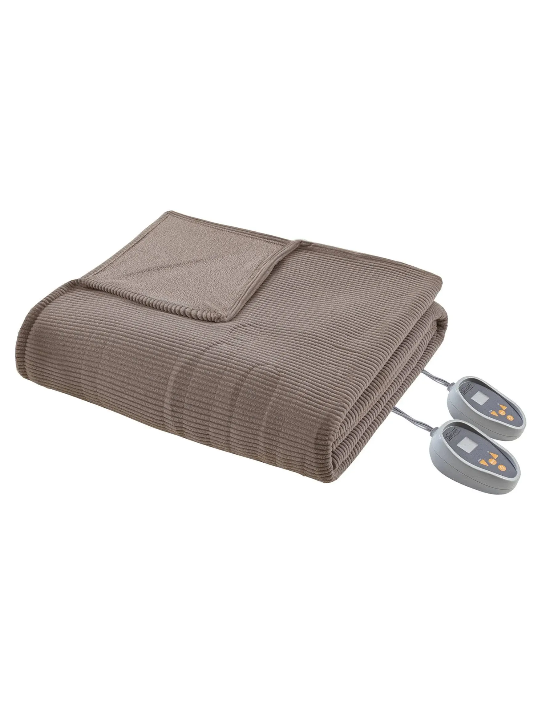 Beautyrest - Electric Micro Fleece Heated Blanket - Brown - Twin