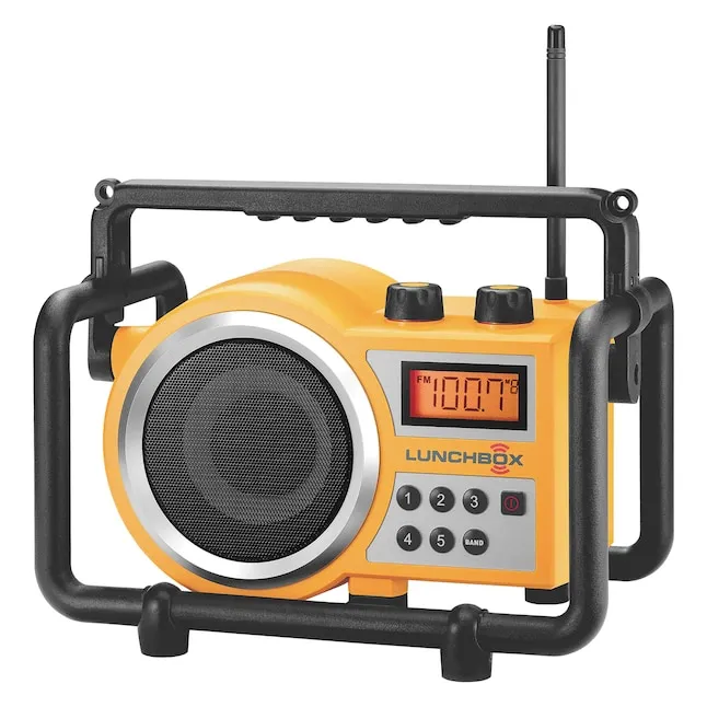 Sangean Yellow Boombox & Radio with Digital Display, Built-In Speakers, and Carrying Strap