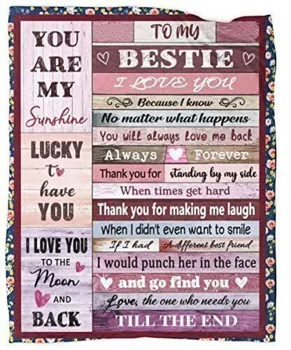 THROW BLANKET to My Bestie Best Friends Friendship Flannel 50X60 Inch AJIIUSV