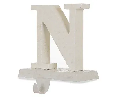 &quot;Noel&quot; White 4-Piece Stocking Holder Set