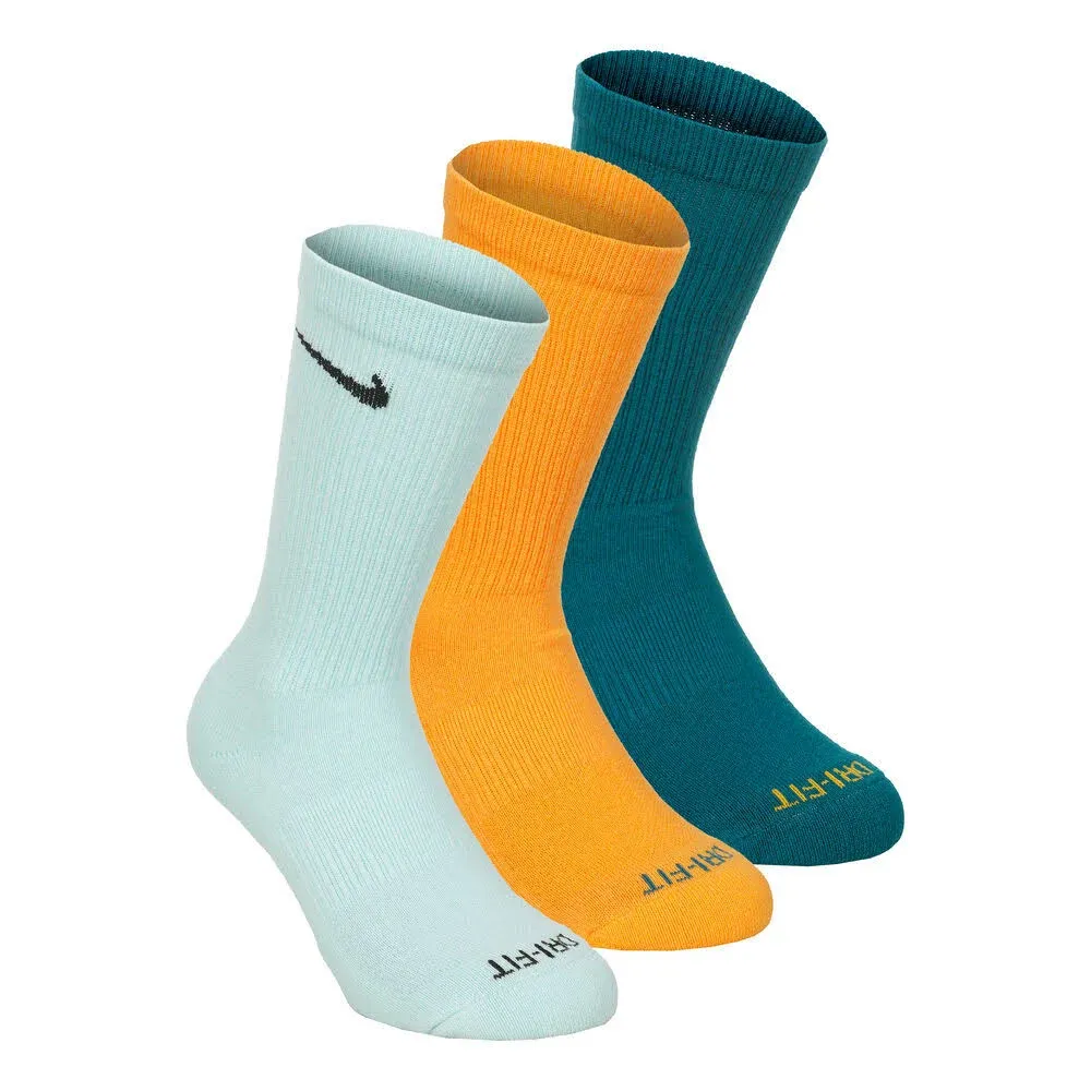 Nike Everyday Cushioned Crew Sock 3-Pack Green/Orange Green XL