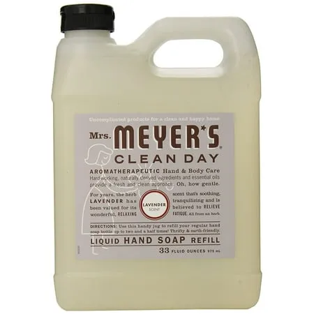 Mrs. Meyer's Hand Soap Refill, Made with Essential Oils, Biodegradable Formula, Geranium, 33 fl. oz