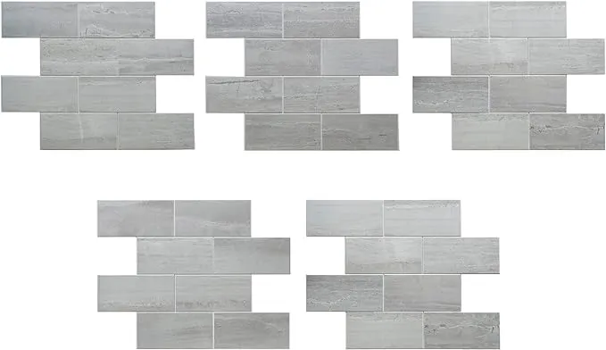 Aspect Peel and Stick Collage Tile in Gray Subway (5-Pack)