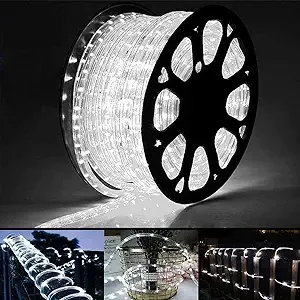 100ft LED Rope Lights Outdoor, 720 LED Connectable and Flexible Tube Lights with 8 Modes, Waterproof LED Rope Lighting for Garden, Patio, Bedroom, Party, Pool, Indoor Outdoor Xmas Decoration (White)