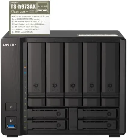 QNAP TS-h973AX-32G 9-Bay QuTS Hero NAS with 10GbE/2.5GbE Connectivity