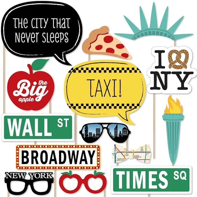 Big Dot of Happiness New York - Photo Booth Props Kit - 20 Count