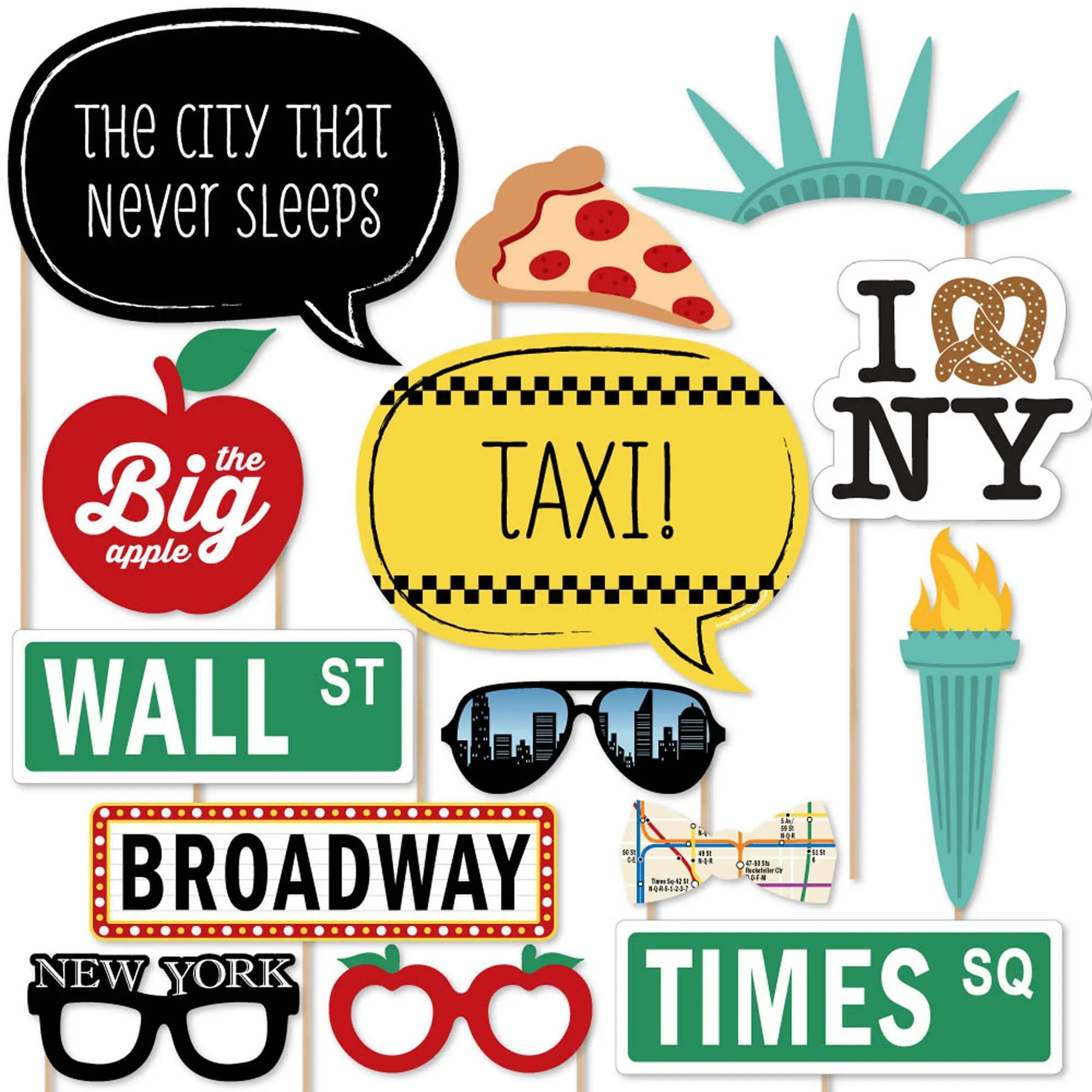 Big Dot of Happiness New York - Photo Booth Props Kit - 20 Count