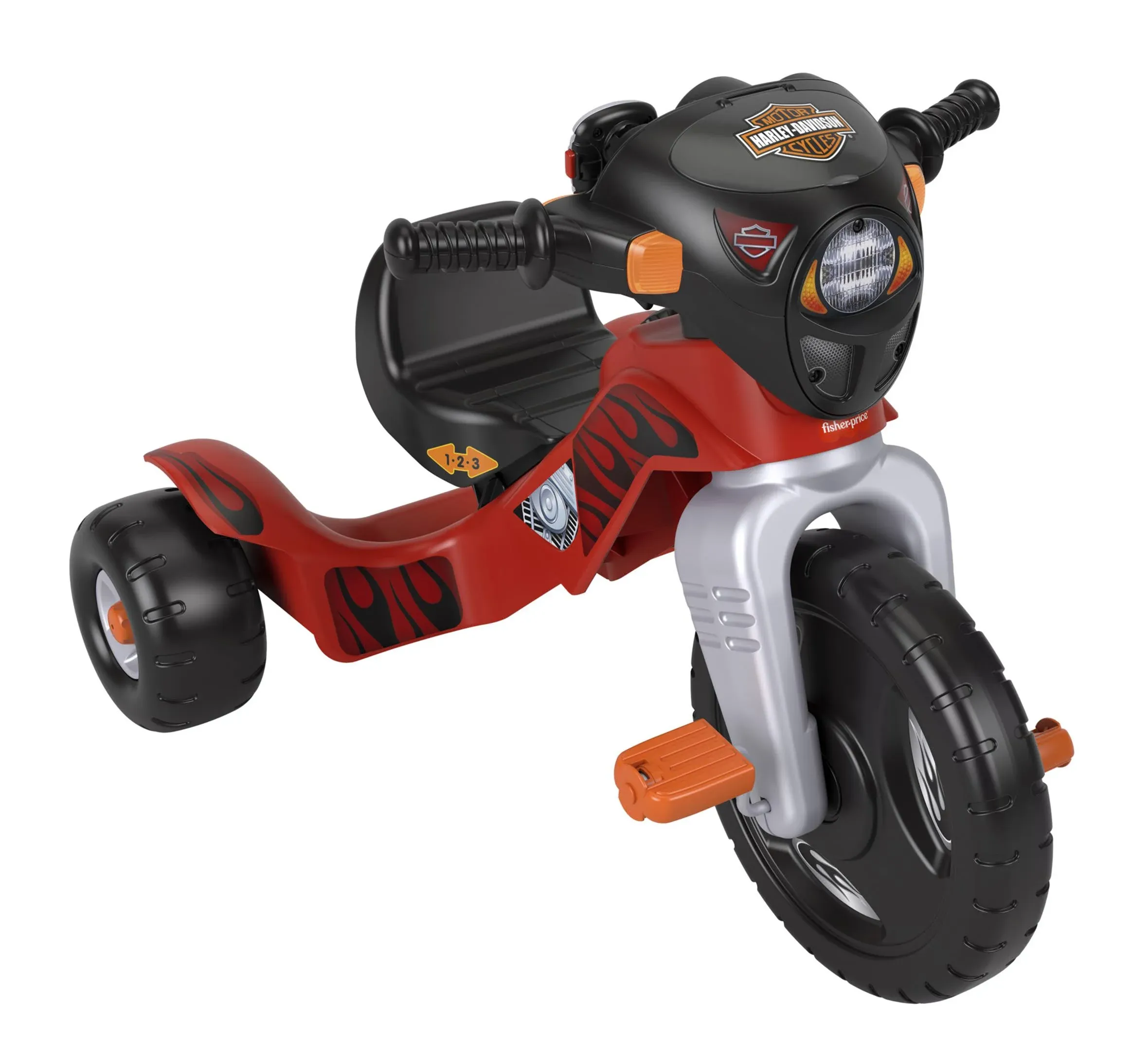 Fisher-Price Toddler Tricycle Harley-Davidson Lights & Sounds Trike, Toy Bike with Adjustable Seat & Storage for Outdoor Play Kids Ages 2+ Ye