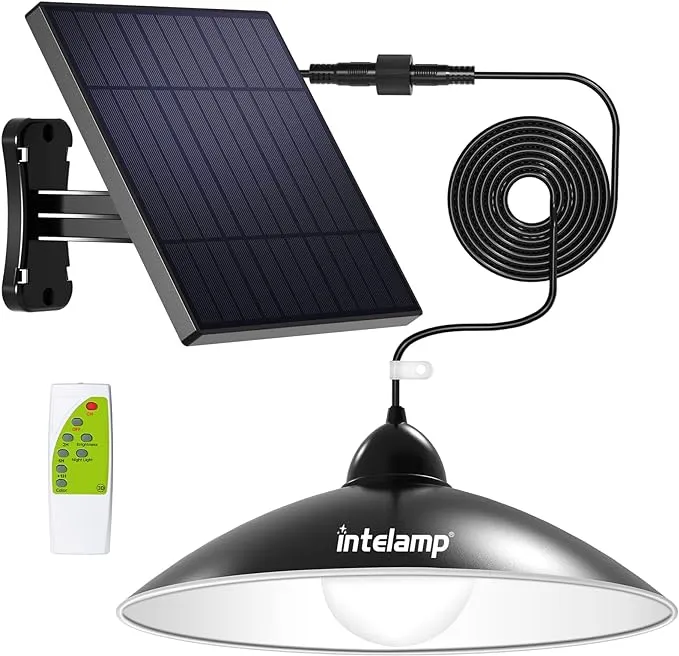 Intelamp Solar Pendant Lights,Solar Shed Lights Outdoor with Remote Solar Lights