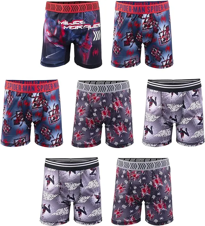 Spider-Man Boys' Boxer Brief Multipacks with Multiple Print Choices Available in Sizes 4, 6, 8, 10, and 12