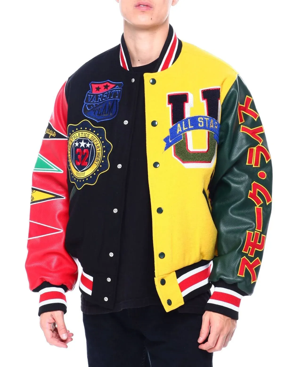 Smoke Rise All Star Varsity Jacket Yellow Black - M