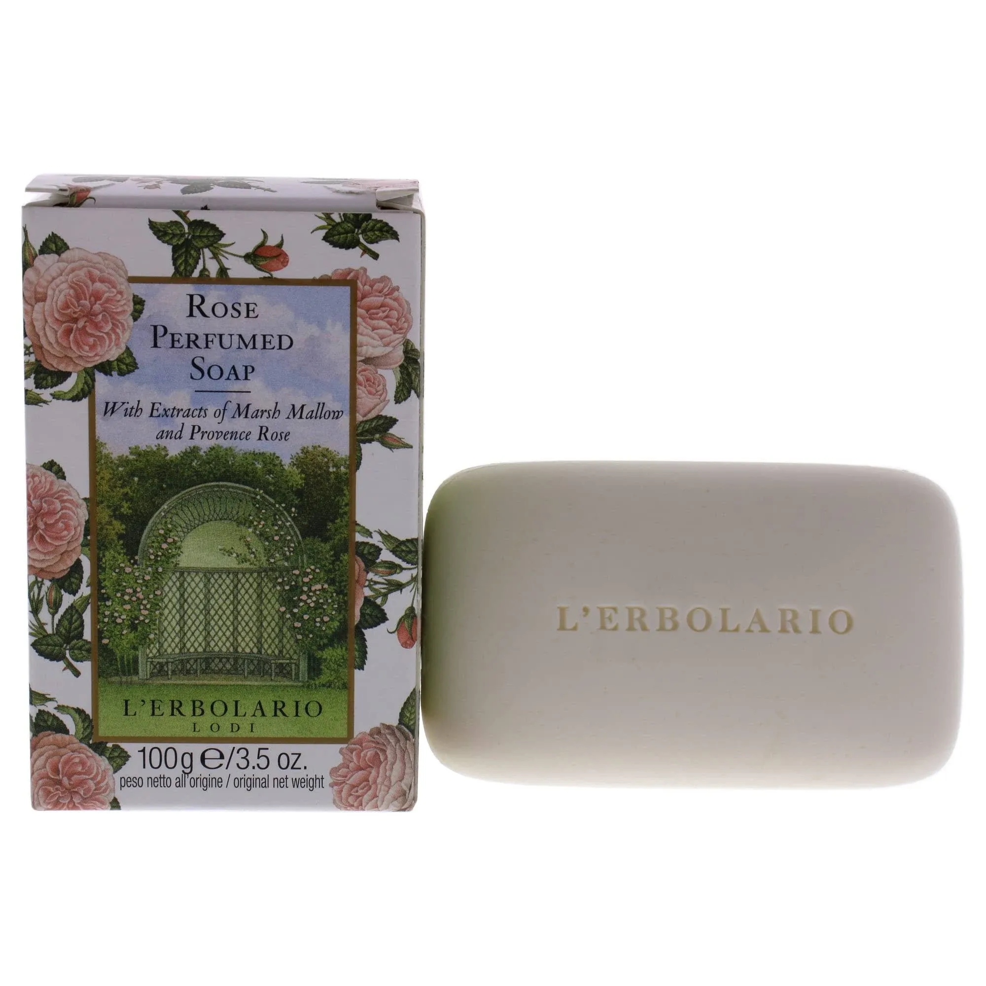 L'Erbolario Rose Perfumed Bar Soap - Enriched With All Natural Ingredients And Aromatic Fragrances - Cleanses And Moisturizes Skin - Long Lasting And Creates A Rich, Creamy Lather - 3.5 Oz