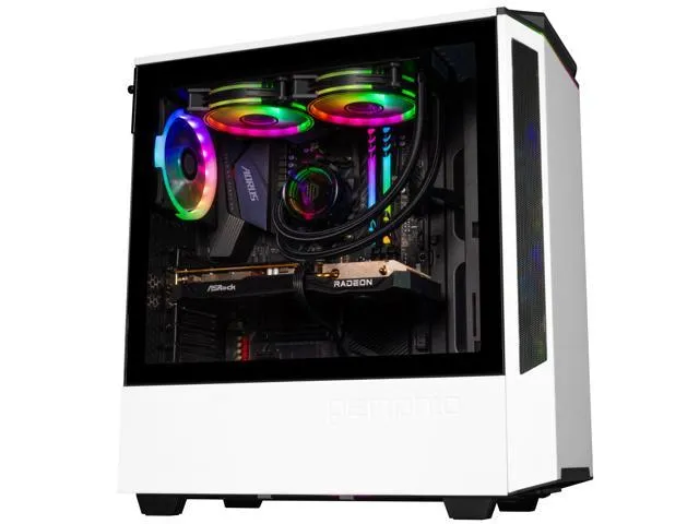 Periphio Nova Prebuilt Gaming PC - Liquid Cooled AMD Ryzen 5 5600X (4.6GHz Turbo) Radeon RX 6600 (8GB) 1TB M.2 NVMe SSD 32GB DDR4 RAM.