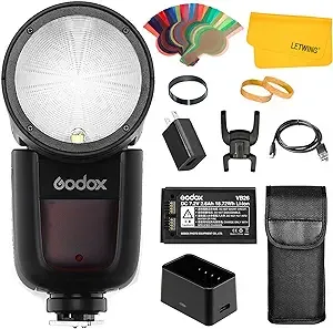 Godox V1N Flash Professional Camera Flash Speedlite Speedlight Round Head Wireless 2.4G Fresnel Zoom for Nikon D5300 D750 D850 D7100 Z7Cameras Camcorder for Wedding Portrait Studio Photography