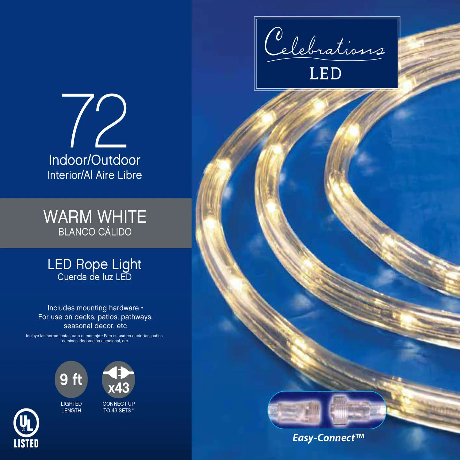 Celebrations LED Warm White 72 ct Rope Christmas Lights