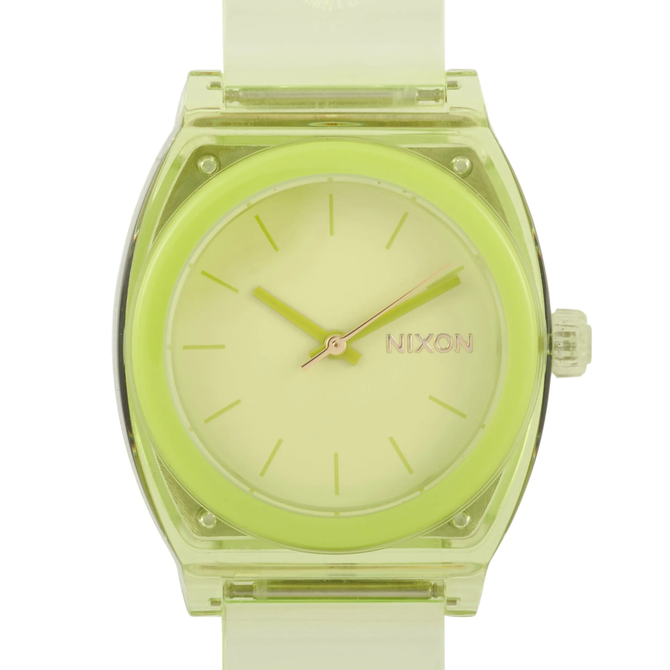 Nixon Time Teller P 40mm Transparent Lime Polycarbonate Watch A1215-536-00