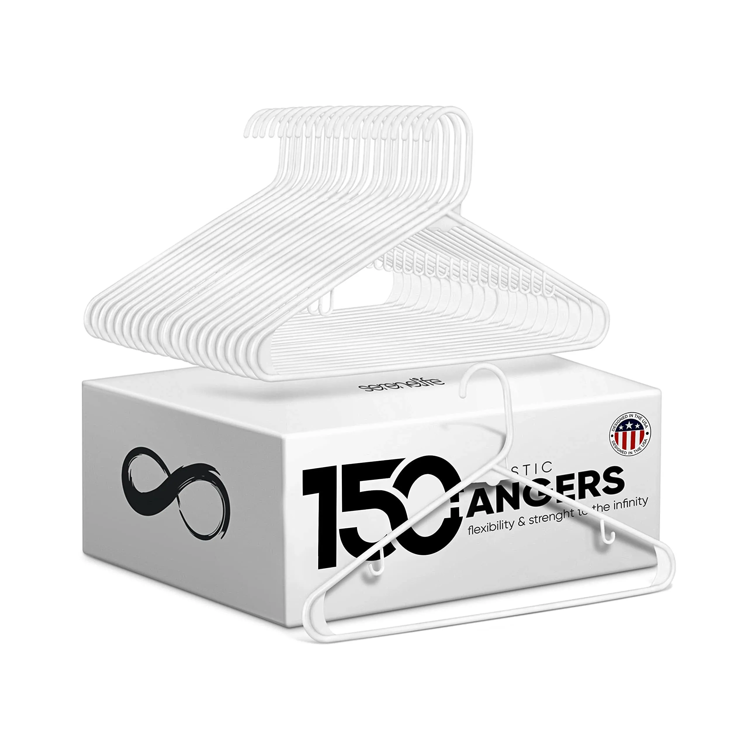 50 Pcs. of Standard Plastic Hangers for Clothes (White)