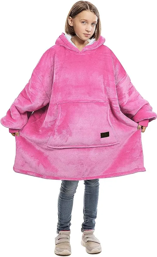 Catalonia Kids Oversized Blanket Sweatshirt,Sherpa Hoodie,Super Soft Warm Comfortable Giant Pullover with Large Front Pocket for Boys Girls