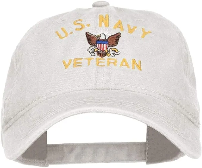 US Navy Veteran Military Embroidered Washed Cap