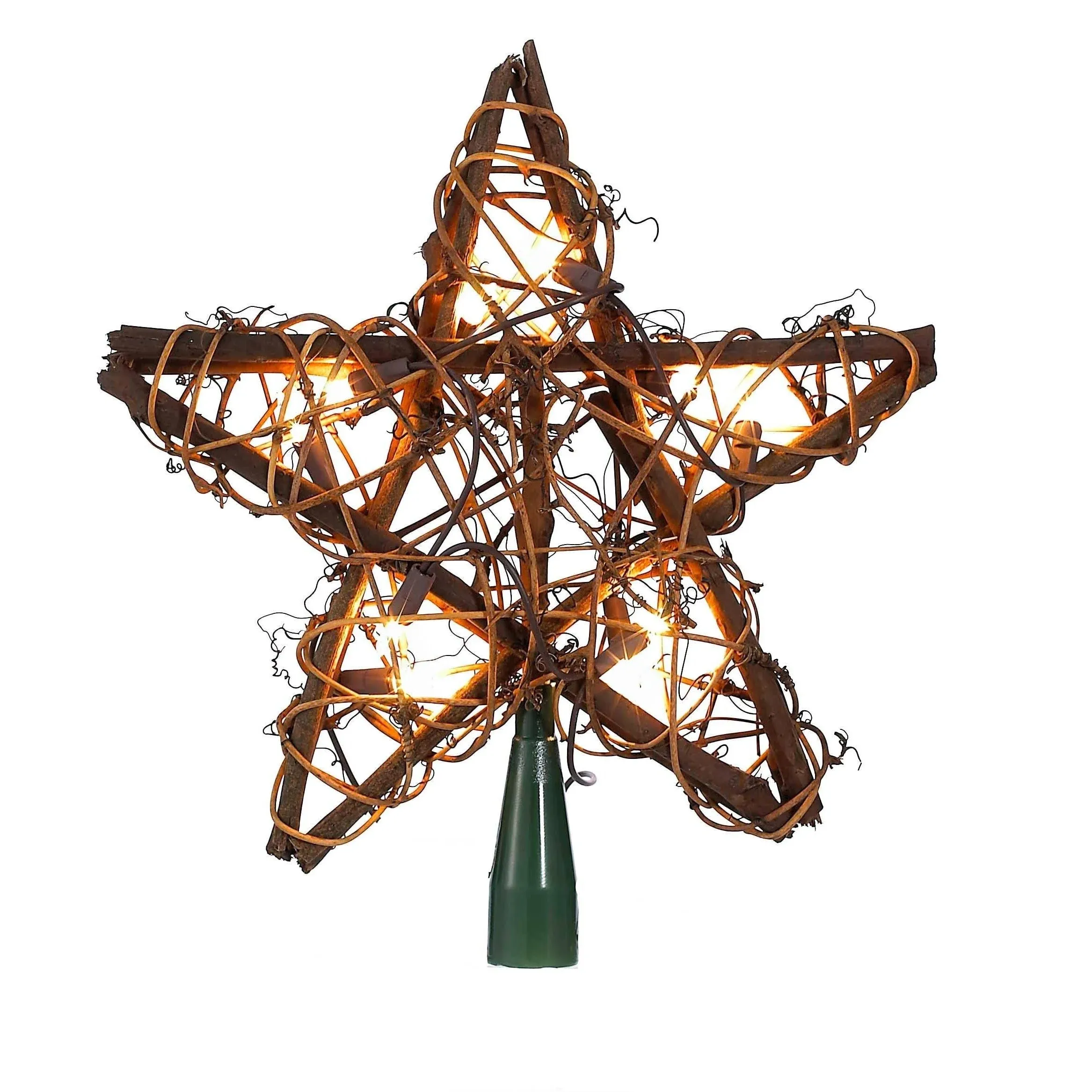 Kurt Adler 10-Light Rattan Natural Star Treetop