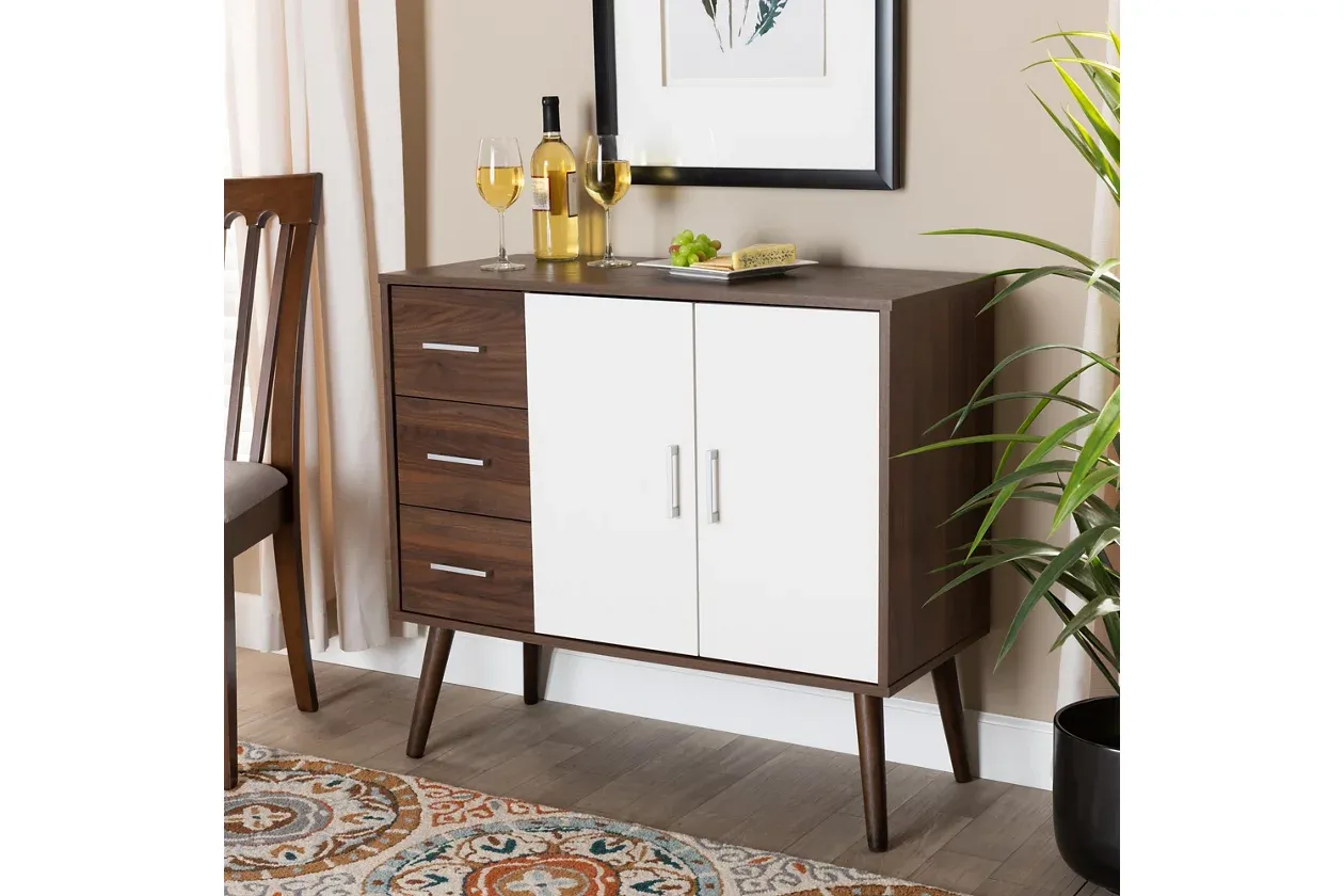 Baxton Studio Leena Mid-Century Modern 3 Drawer Sideboard Buffet