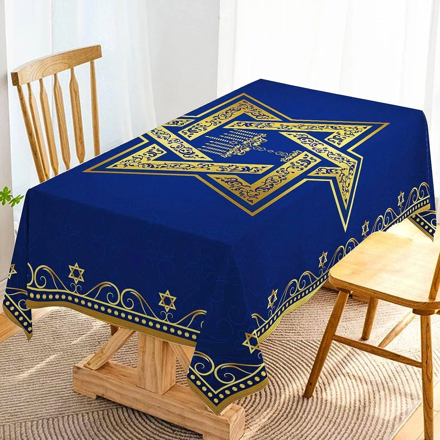 Hafangry Rectangular Polyester Hanukkah Tablecloth Jewish Chanukah Star of David ...