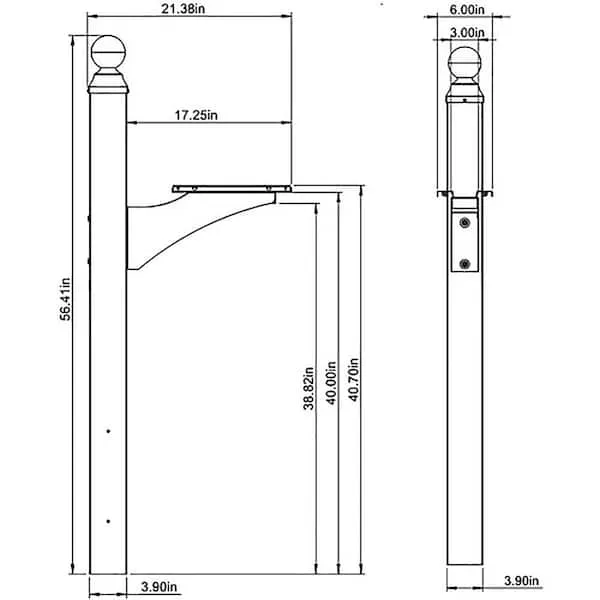 Architectural Mailboxes Landover Aluminum Mailbox Post, Black