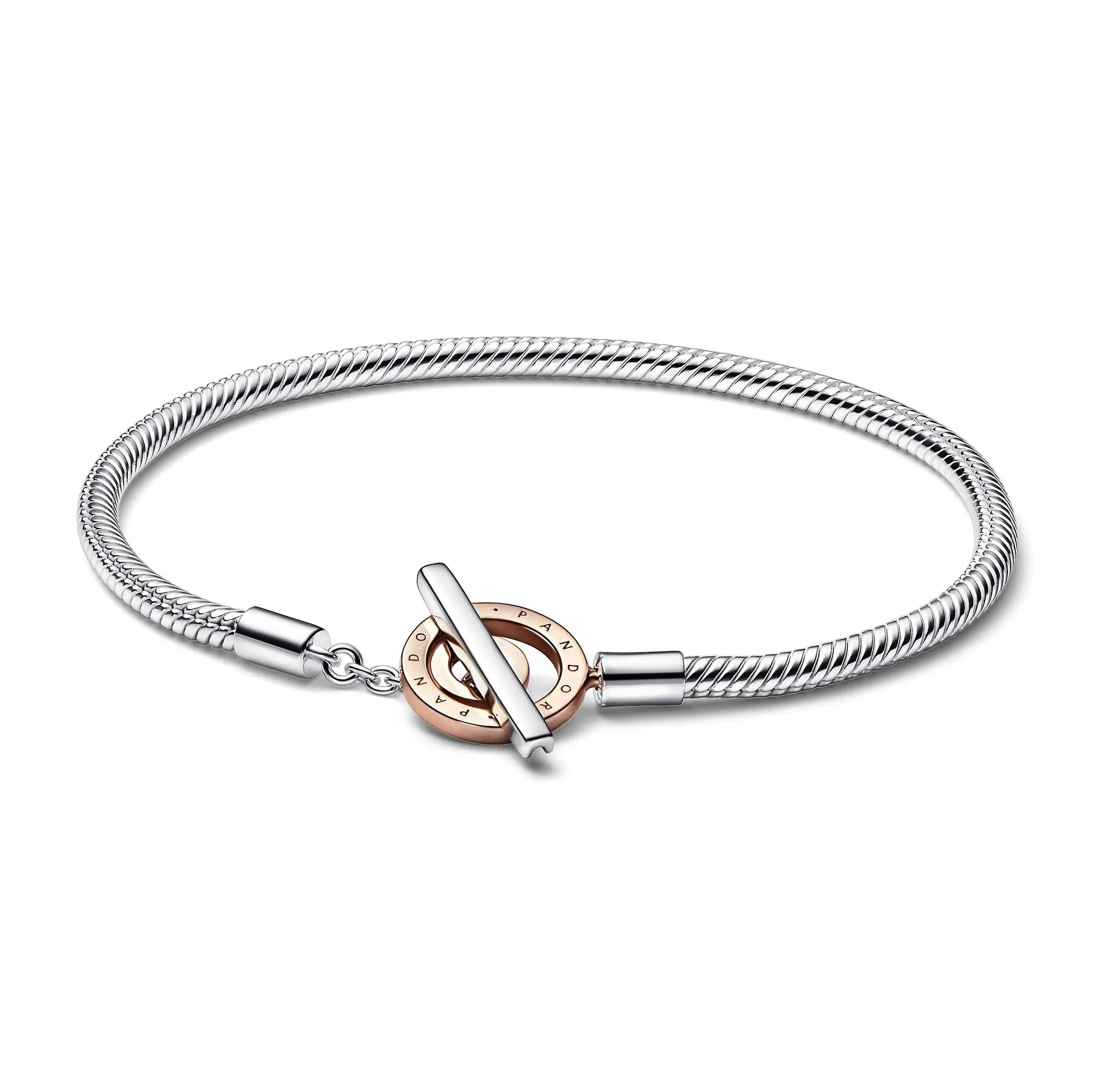 Pandora Signature Two-Tone T-Bar Snake Chain Bracelet