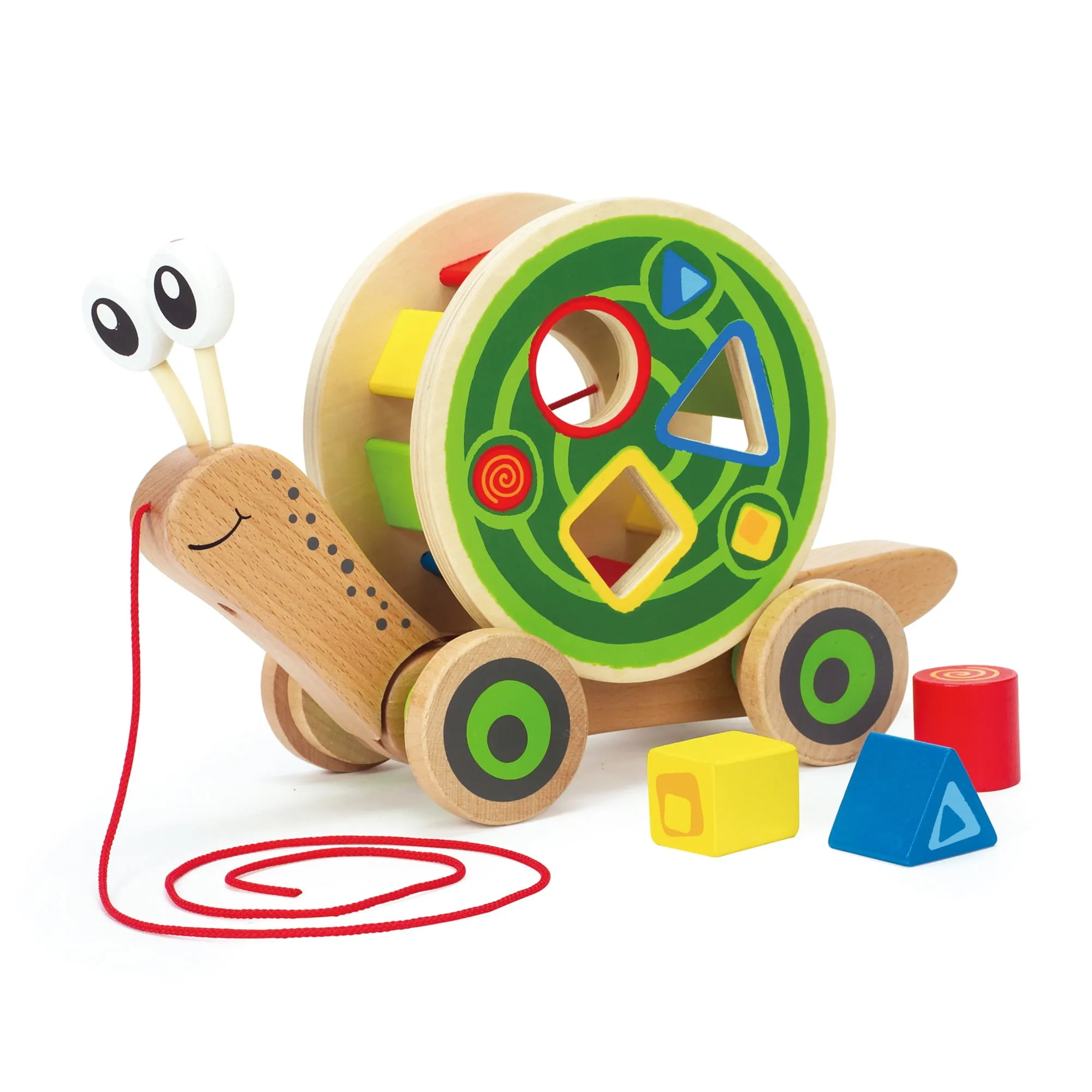 Award Winning Hape Walk-A-Long Snail Toddler Wooden Pull Toy, L: 11.9, W: 4.4, H: 7.3 inch