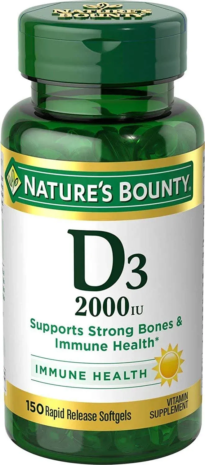 Nature's Bounty Vitamin D3 Softgels, 50 mcg, 2000 IU, 150 Ct, 2 Pack