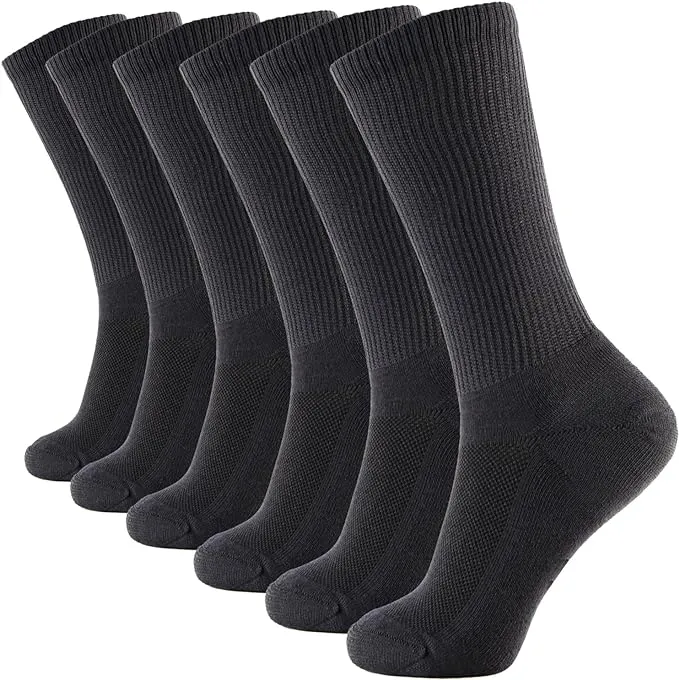 +MD Men and Women Odor Control Bamboo Fiber Crew Casual Socks 6-Pack, Adult ...