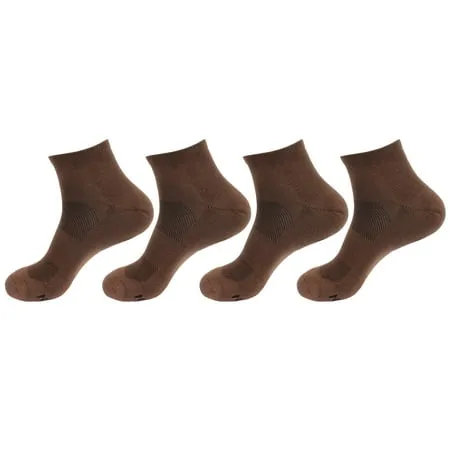 BambooMN Men s Bamboo Athletic Quarter Crew Socks for Home Travel Work and Sport - Small/Medium - Brown - 4 Pairs