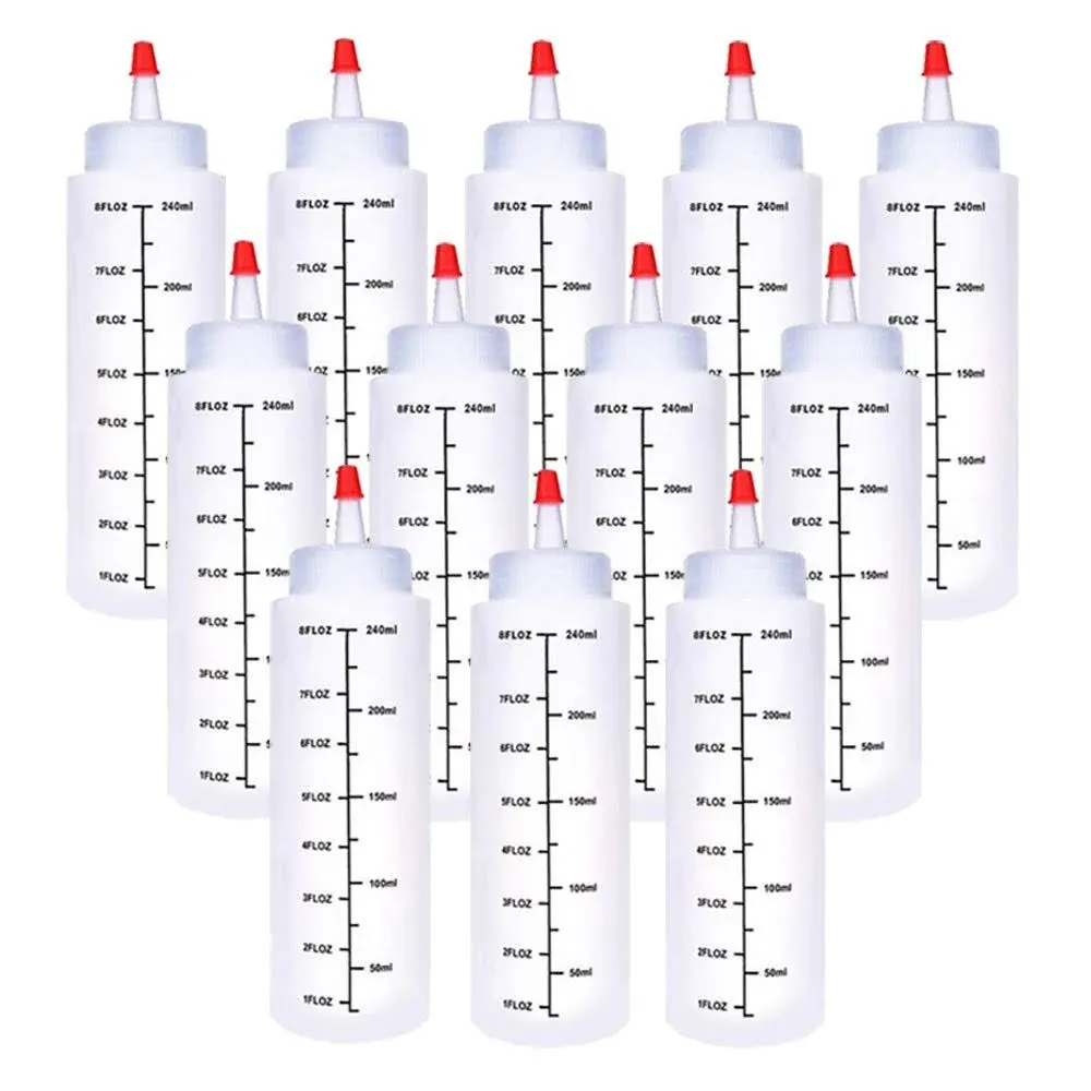 12 Pack 8oz/240ml Plastic Squeeze Bottles,Scale Plastic Squirt Bottle,Polyeth<wbr/>...