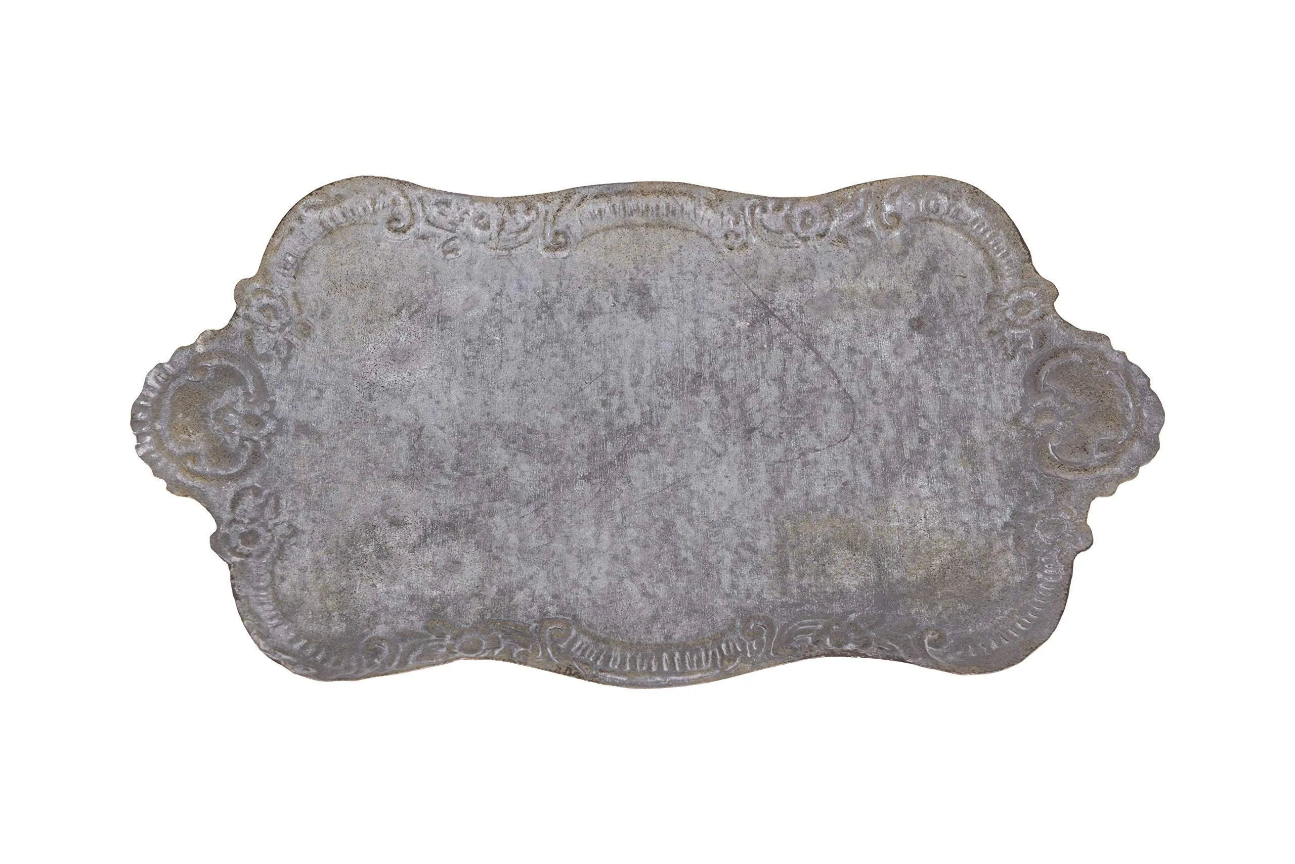 Storied Home Decorative Metal Tray with Distressed Finish