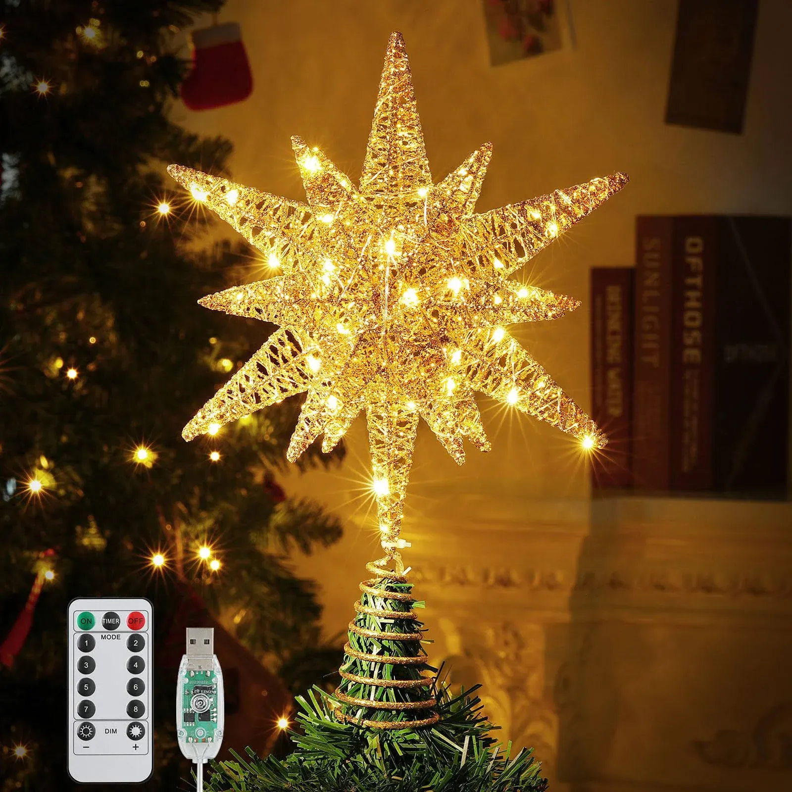 Roylvan 3D Lighted Christmas Tree Topper Star