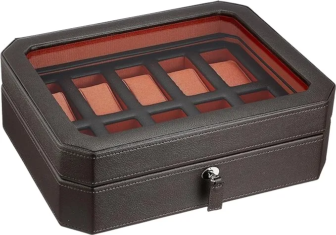 Wolf Windsor 10 Piece Watch Box - Brown/Orange