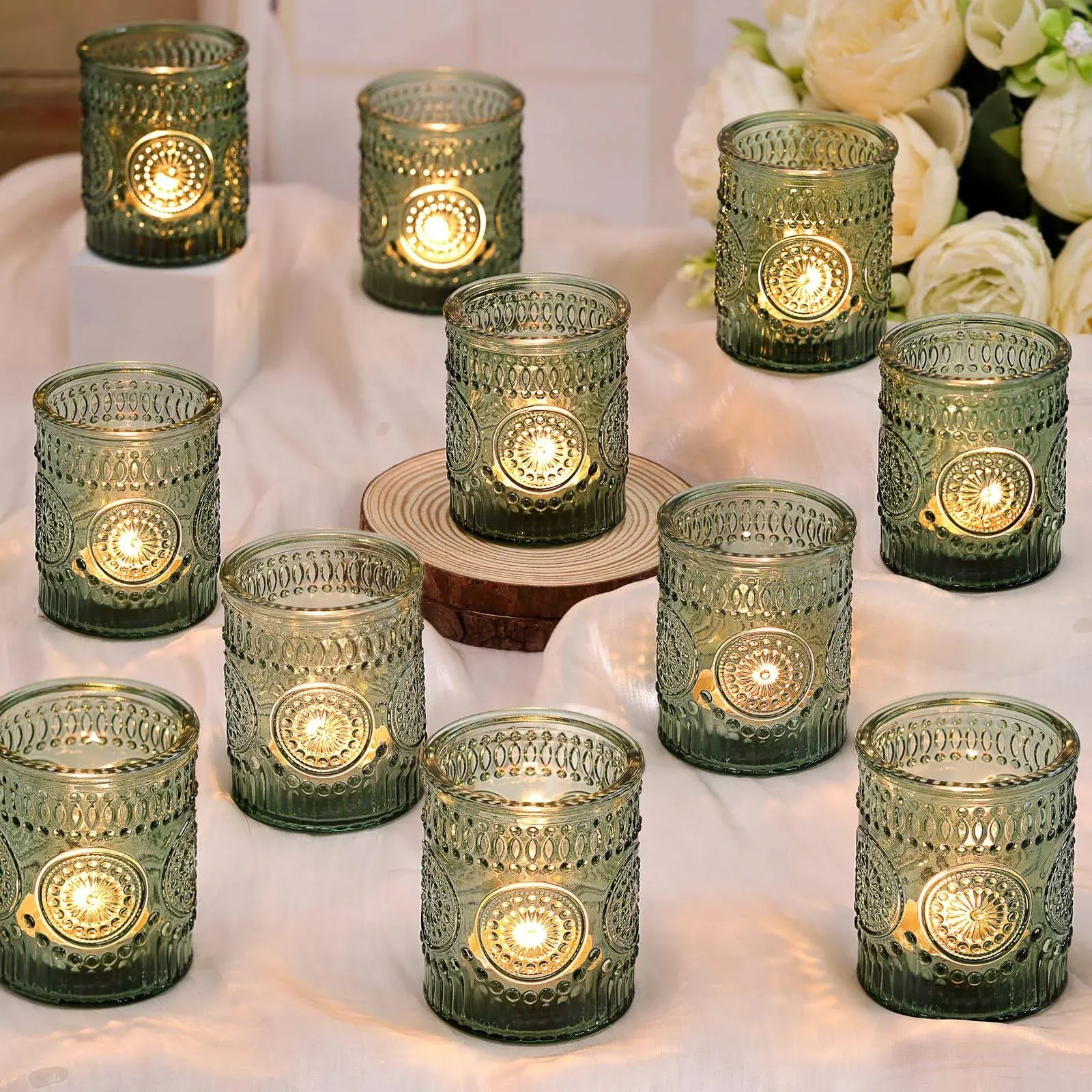 DARJEN 36-Set Green Votive Candle Holders