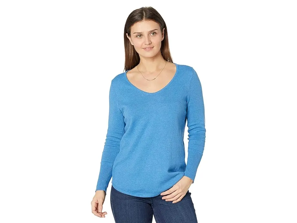 NIC+ZOE Petite Vital V-Neck (Pacific) Women's Sweater